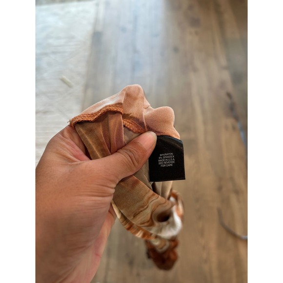 VTG y2k beaded neckine burnt orange water‎ color bodycon midi dress M - Picture 5 of 8